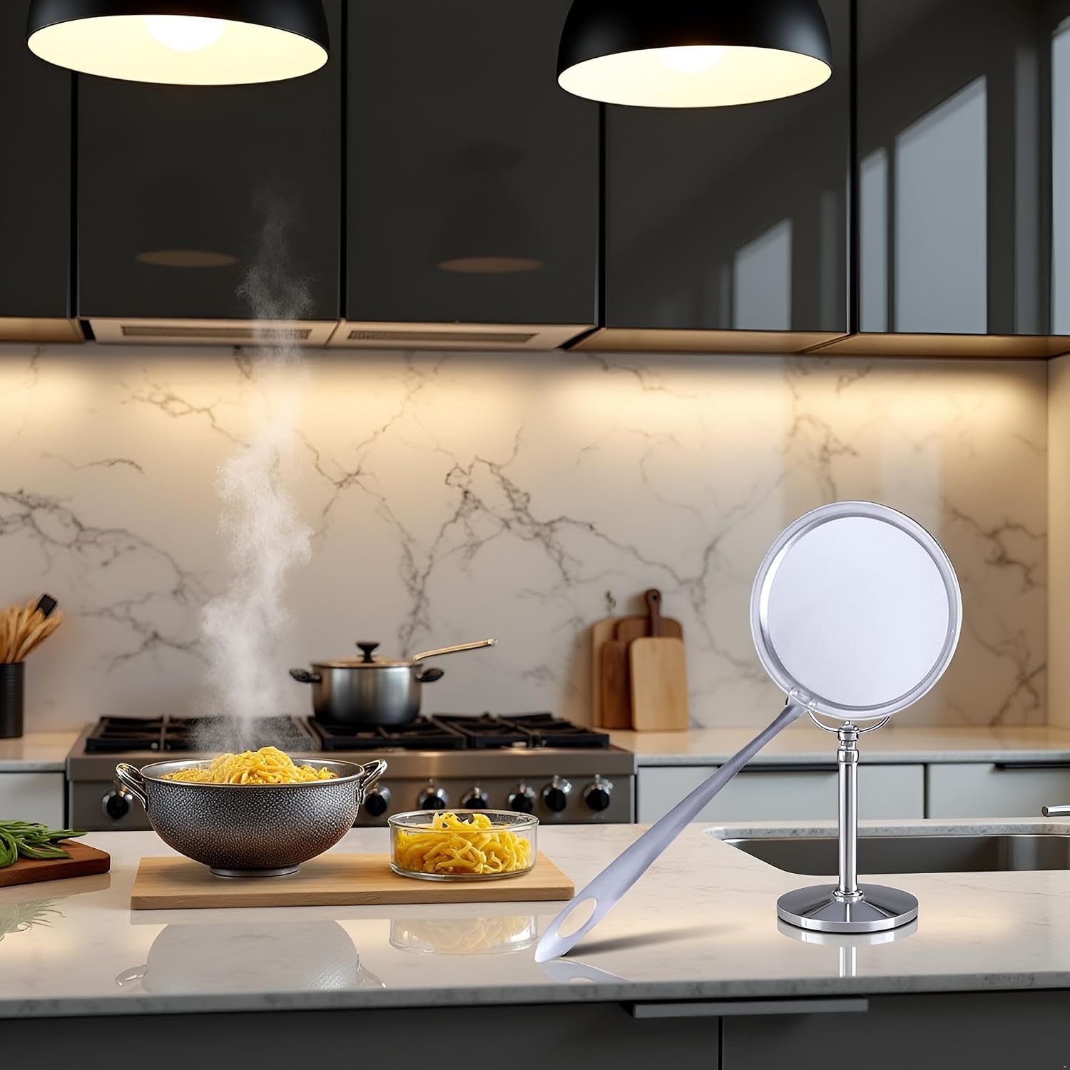 Silver Stainless Steel Fat Skimmer Spoon, Fine Mesh Strainer Filter Spoon Food Strainer and Hot Pot Skimmer with Long Handle Cooking Utensils(L,29.5cm)(ZS392), 1