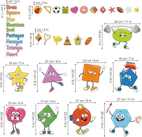 Miniatura 4 de wondever Pegatinas de pared con formas coloridas, diseño de geometría educativa para despegar y pegar, calcomanías artísticas para pared de niños