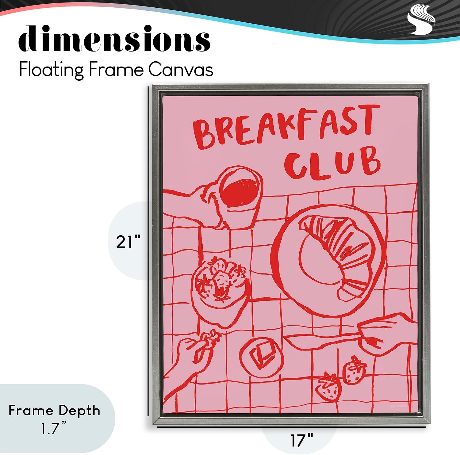 'Breakfast Club Doodles'| Floating Frame Canvas Art | Stupell Industries | Gray, 17 x 21 Inches, Easy to Hang and Sturdy, Made in USA, by Jenaya Jackson