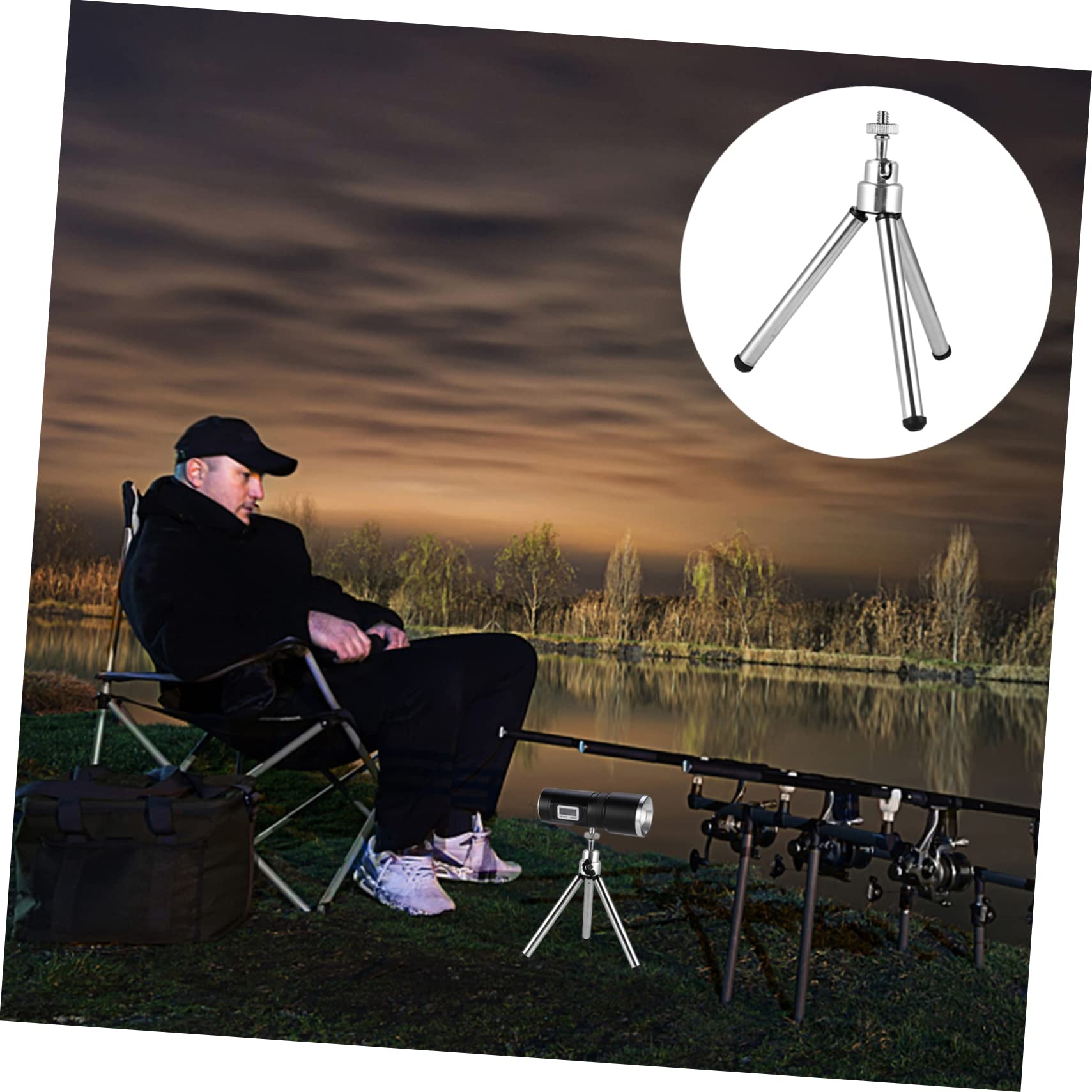 GAROZATION 1 PC Fishing Light Stand Fishing Tripod Stand Flashlight Mount Retractable Fishing Lamp Stand Retractable Fishing Lamp Bracket Camera Stand Silver Stainless Steel Aluminum Alloy