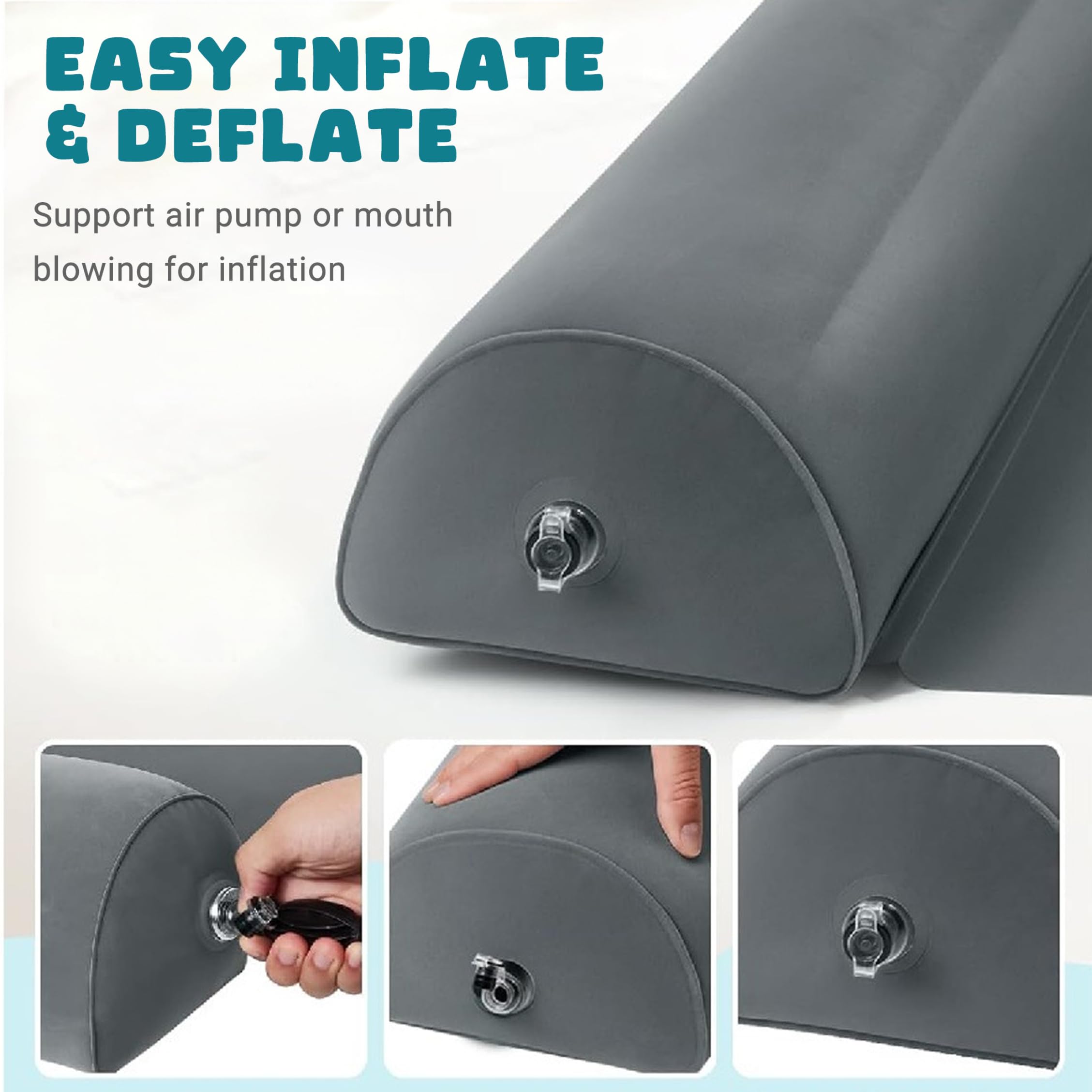 2 uds., rieles de Cama inflables, Parachoques portátiles para Cama de niño pequeño para Viaje, Parachoques de Cuna fácil de Instalar para Viaje de Vacaciones, Gris