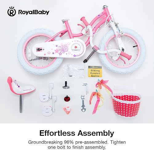 Miniatura 6 de RoyalBaby Bicicleta EZ para niñas, bicicleta Stargirl, entrenamiento libre, equilibrio a pedal, bicicleta de fácil aprendizaje, 12-20 pulgadas para