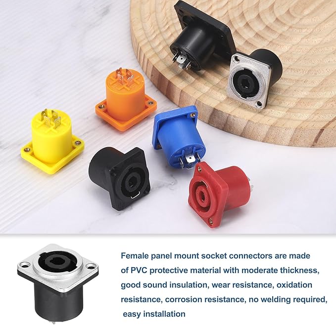 MECCANIXITY 2 Conectores NL4 Jack XLR Hembra Panel Montaje Negro miniatura 5