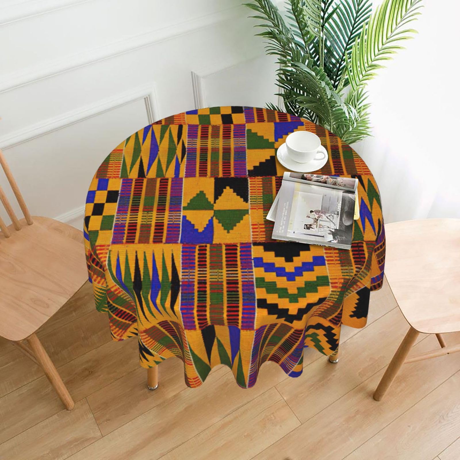 OKFSTY African Ethnic Pattern Print Round Tablecloth 60in for Wedding Elegant Polyester Cover for Party Reception Festive Dinner