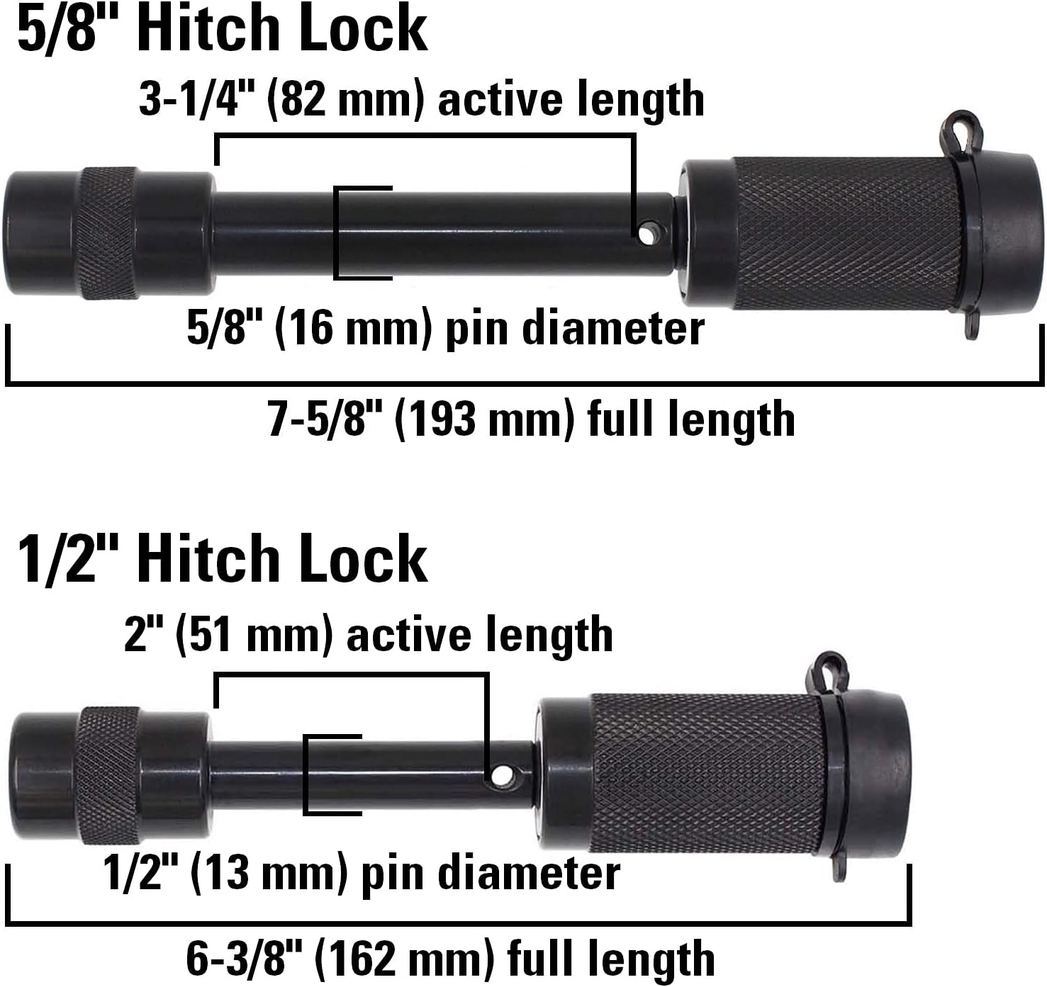 79682 Keyed Alike Black Trailer Hitch Lock Set, 5/8-Inch and 1/2-Inch Pin Diameter, Fits Class I/II/III/IV Hitches