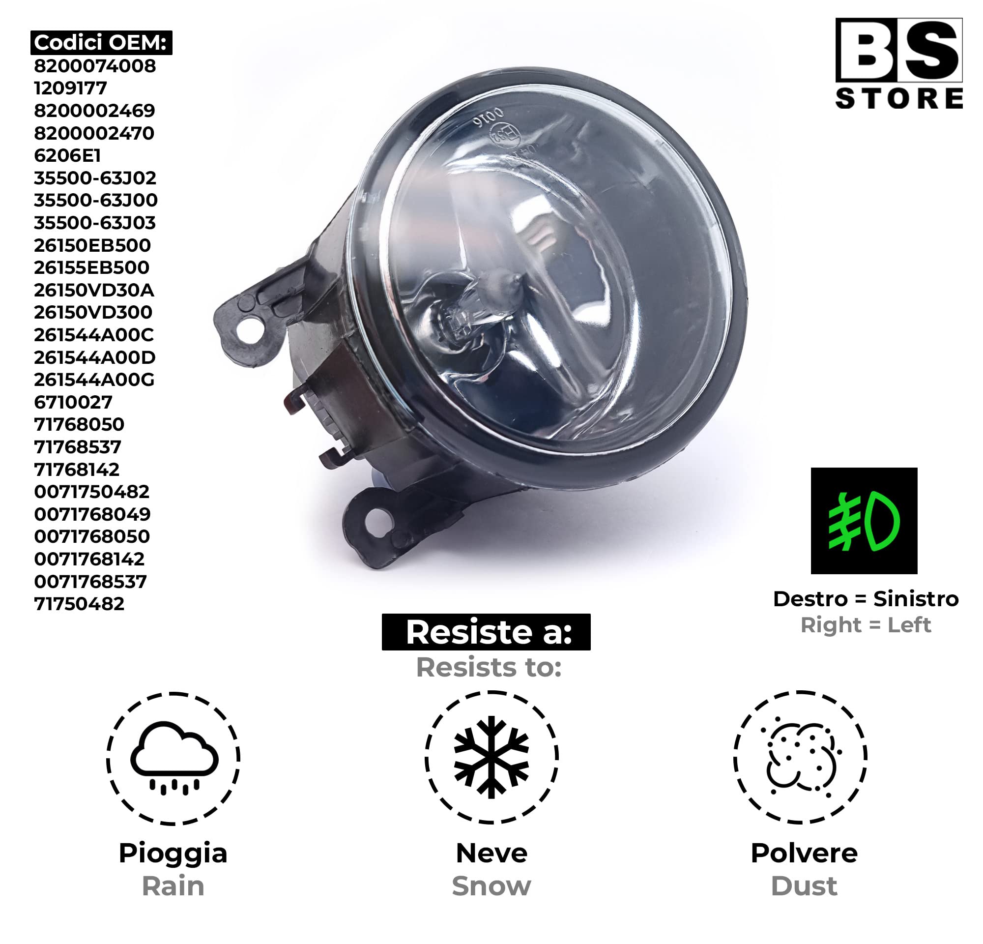 BSSTORE Brouillard Avant Bilétéral H11 Pour FIESTA 06-17, C-MAX 10-15, DUSTER 10-13, KANGOO 03-12, MEGANE 02-05 Et Beaucoup D'autres