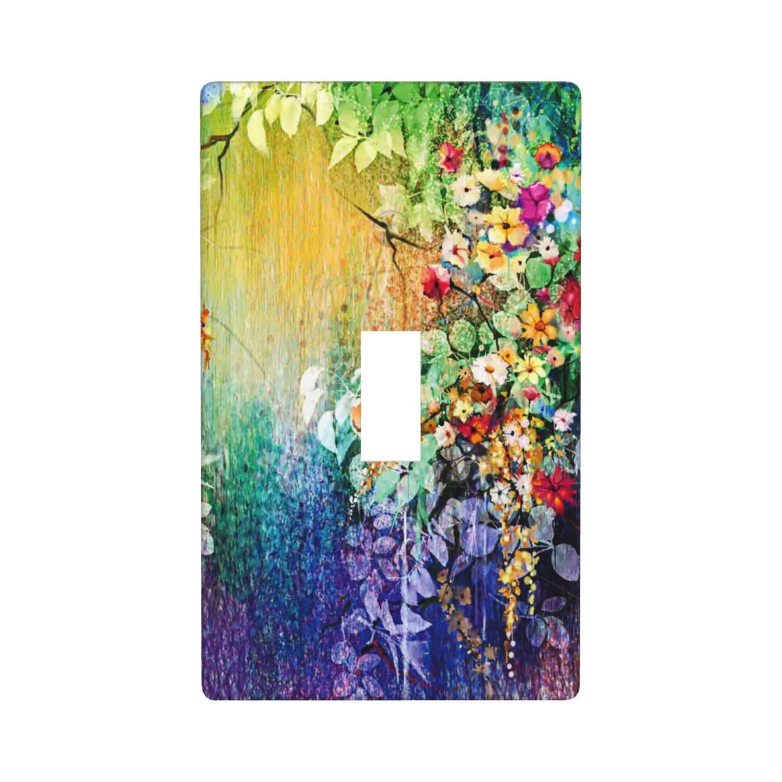 Colorful Wildflower Single Toggle Light Switch Plate Cover Decor Wall Plate Cover For Home Bedroom Kitchen Decorative 4.5 * 2.76 Inch
