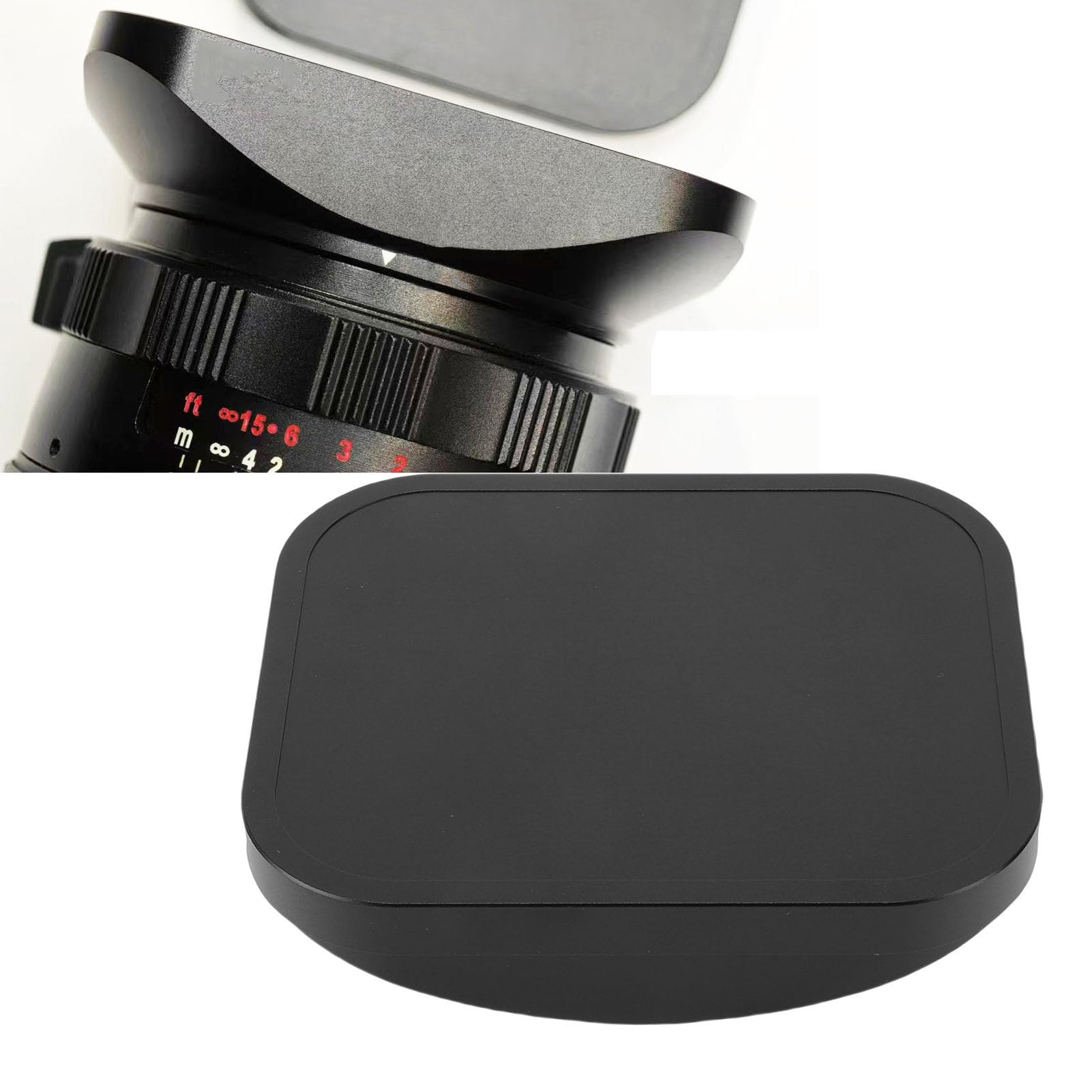 Paraluce quadrato in metallo da 67 mm con interno satinato antiriflesso e cappuccio anteriore per obiettivi fotocamera DSLR, lega di alluminio nera