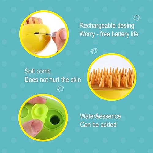 Miniatura 6 de Cepillo de vapor para gatos, herramienta de aseo 3 en 1 para gatos y perros con función de vapor, masaje y eliminación de pelos, ideal para