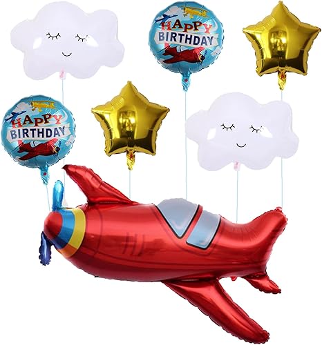 Decoración de fiesta de avión de 38 pulgadas, globos grandes de avión, baby shower, aviador, aviador, aventura, suministros para fiesta de cumpleaños