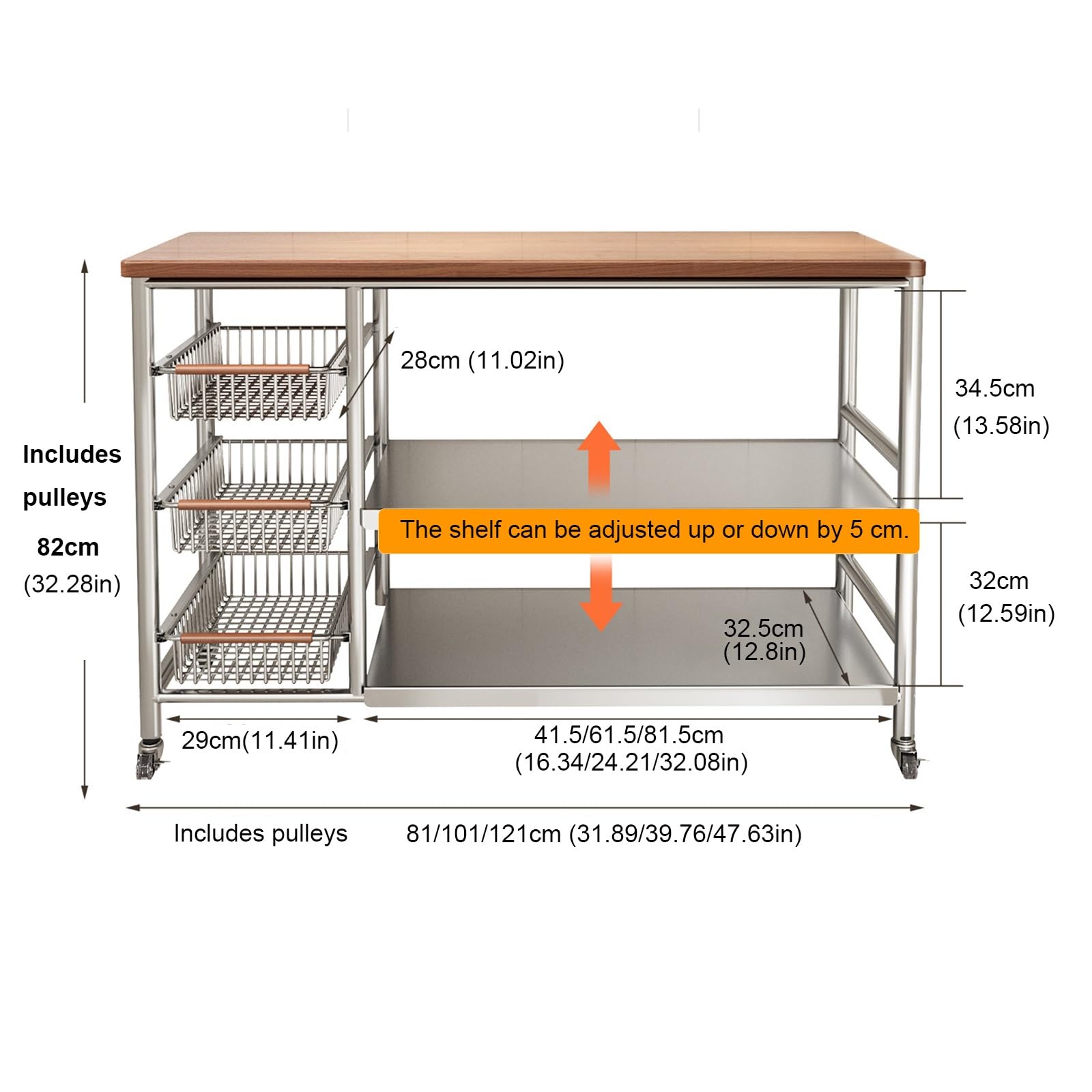 Buffet avec étagères ouvertes et roulettes pivotantes, buffet polyvalent îlot de cuisine, cadre en métal pour maison, restaurant, garage, établi