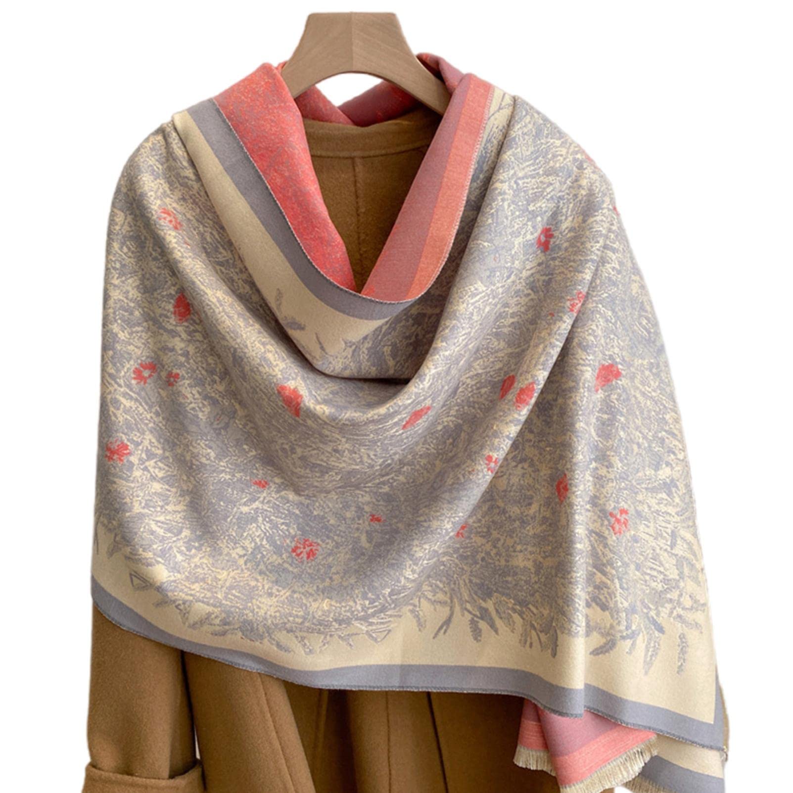 URYYRIT Sciarpa Women Scarf Cashmere Grande Scialle Floreale Stampato Flora di Pelo per Capelli.