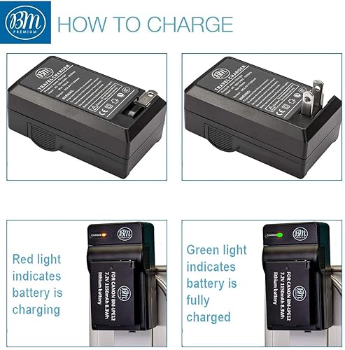 Miniatura 5 de BM Premium Kit de batería y cargador LP-E12 para cámaras Canon EOS-M, EOS M2, EOS M10, EOS M50, EOS M50 Mark II, EOS M100, EOS M200, SX70 HS, Rebel