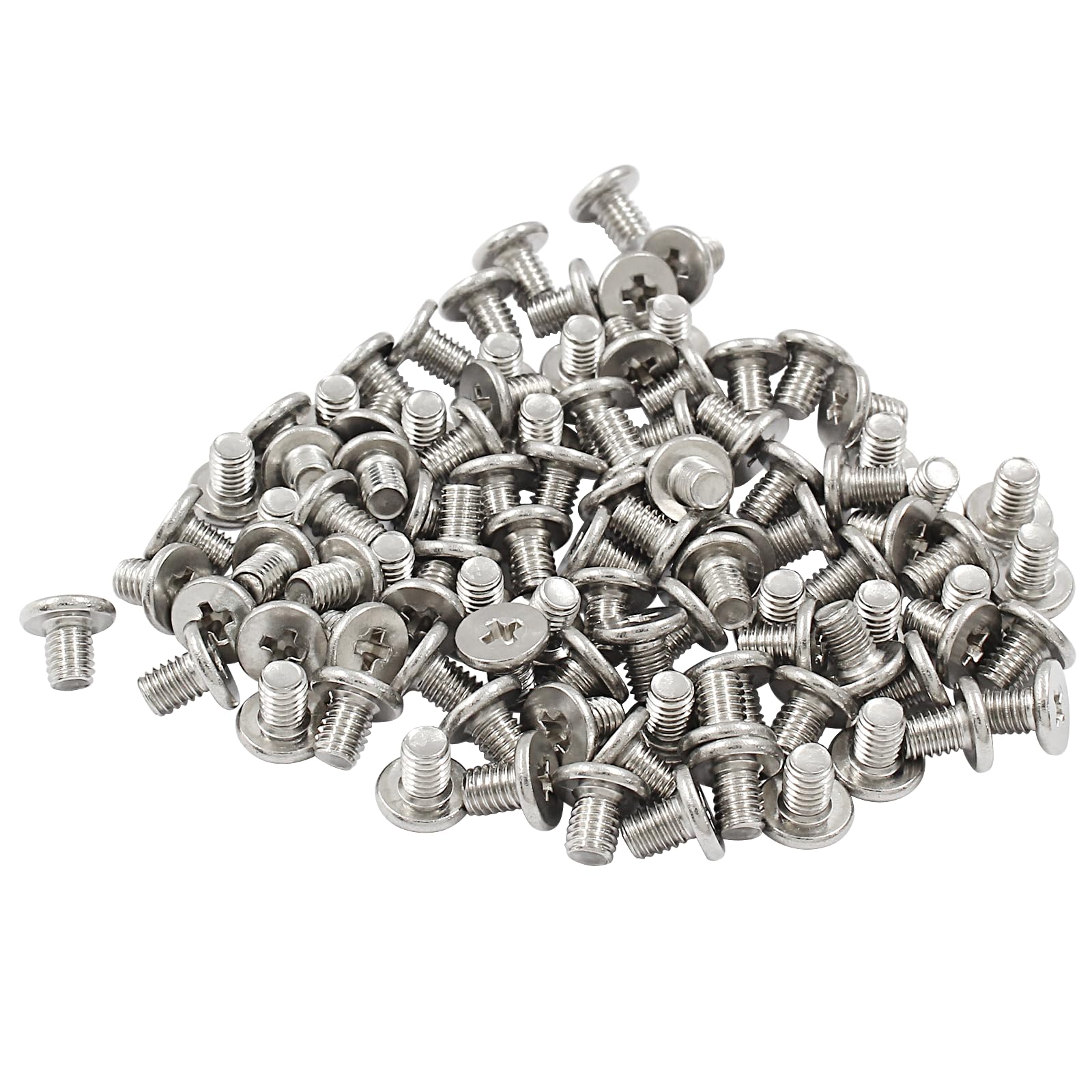 PHITUODA 100pcs M3 x 4mm Round Flat Head Machine Screws, 304 Stainless Steel Phillips Cross Drive Screw Hardware Fastener Bolts