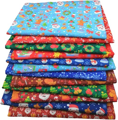 Tela de algodón de Navidad precortada, tela de acolchado multicolor impresa floral cuadrado tela de retazos para árbol de Navidad, tela de