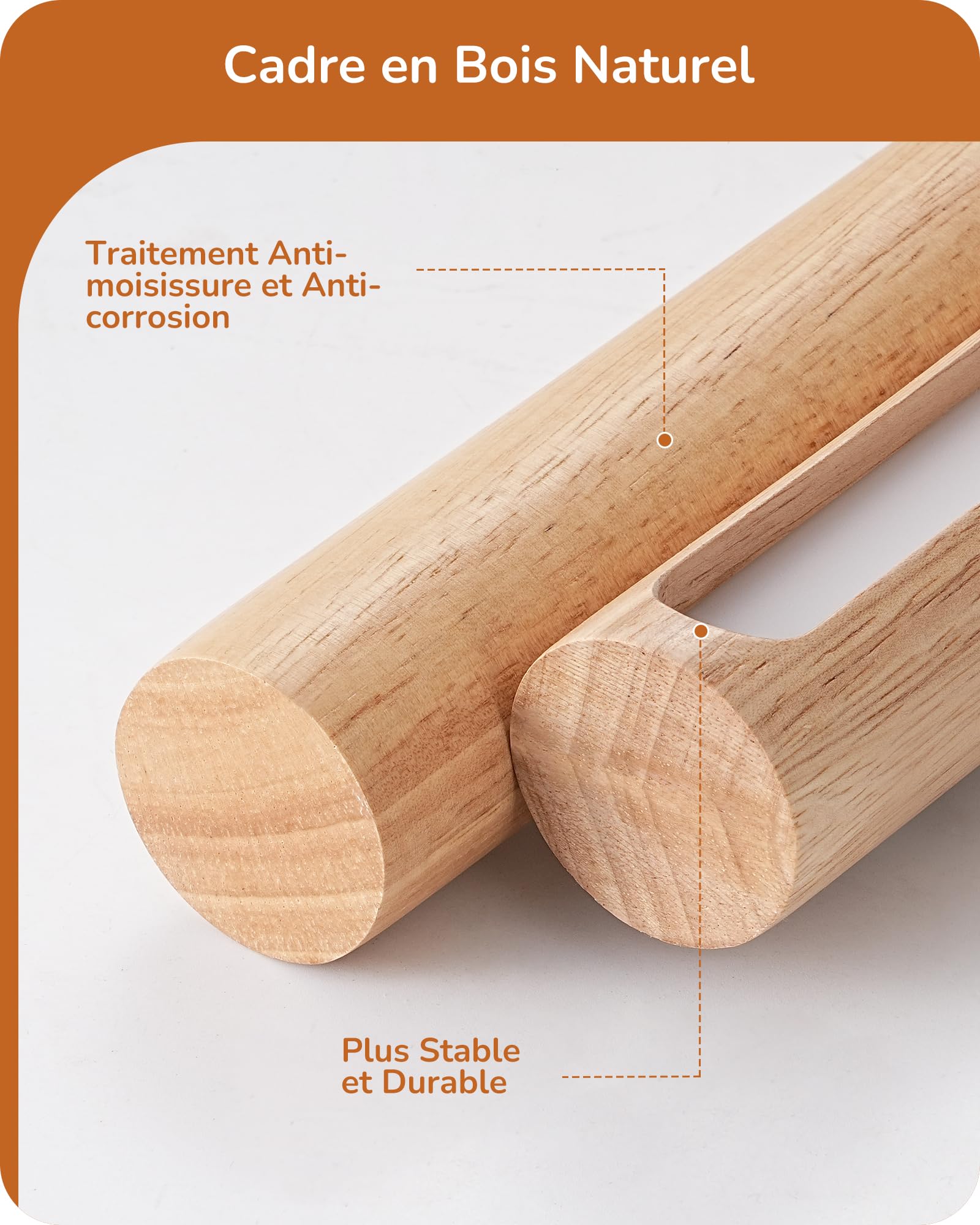 EDISHINE Lampe Chevet Bois, Variateur Tactile, 3 Températures de Couleur | Lampe de Table LED Intégrée avec Pied Métal & Cadre Bois, Fonction Mémoire, 3 Températures de Couleur pour Chambre, Bureau