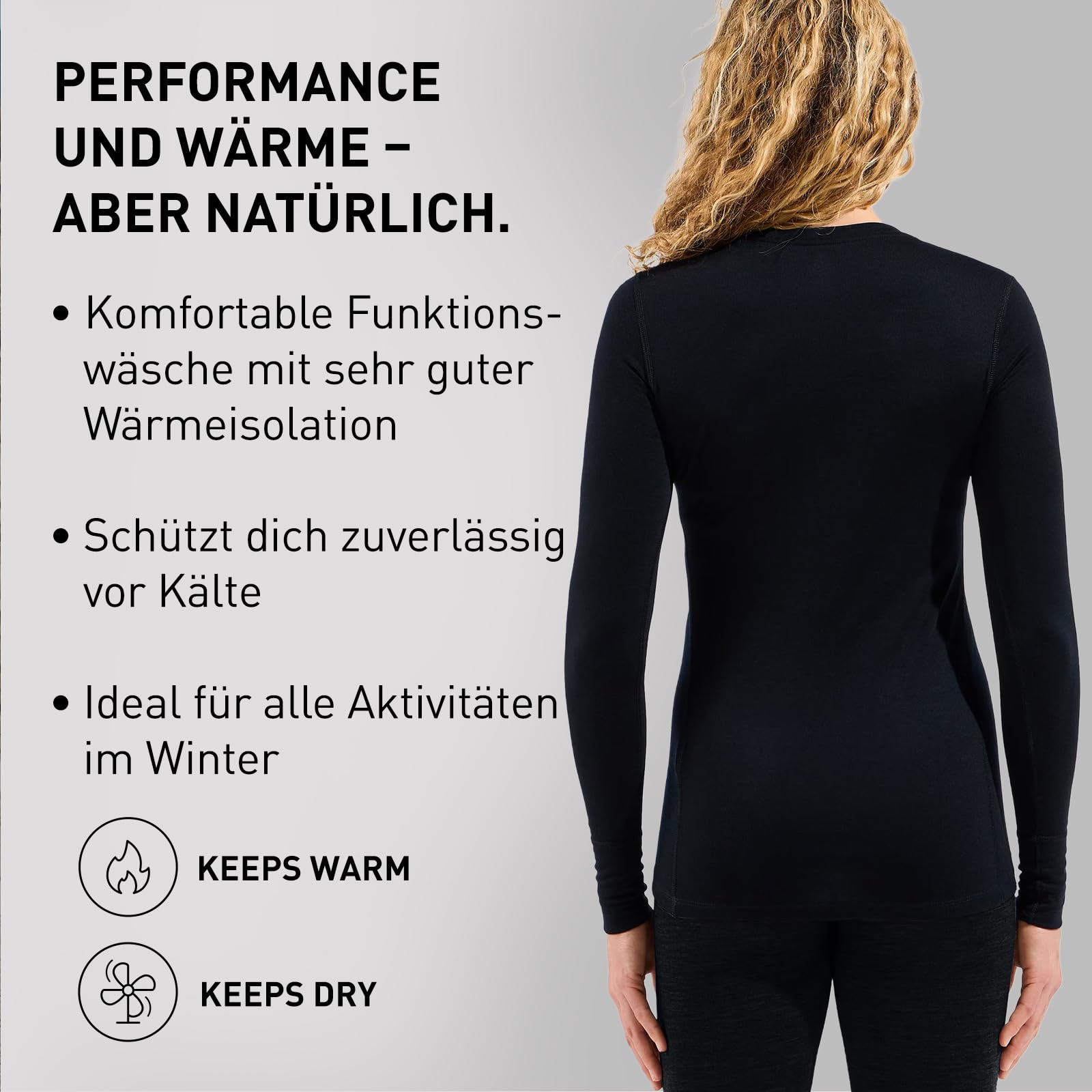 Odlo Thermounterwäsche Merino 200 | Merino Unterwäsche für Herren | Langarm-Thermoshirt