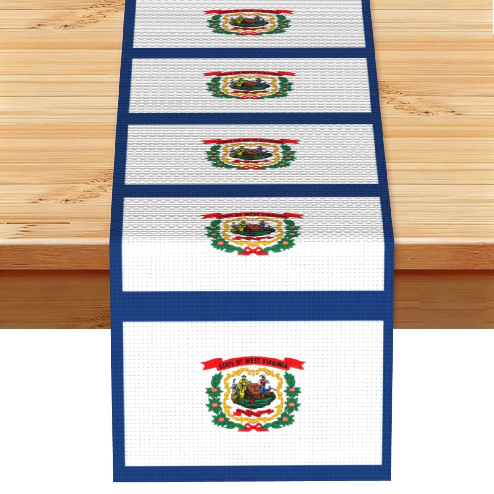 West Virginia state flag Printed Table Runner 13 x 72, Wrinkle Resistant Decor for Dining Table Coffee Table Fireplace