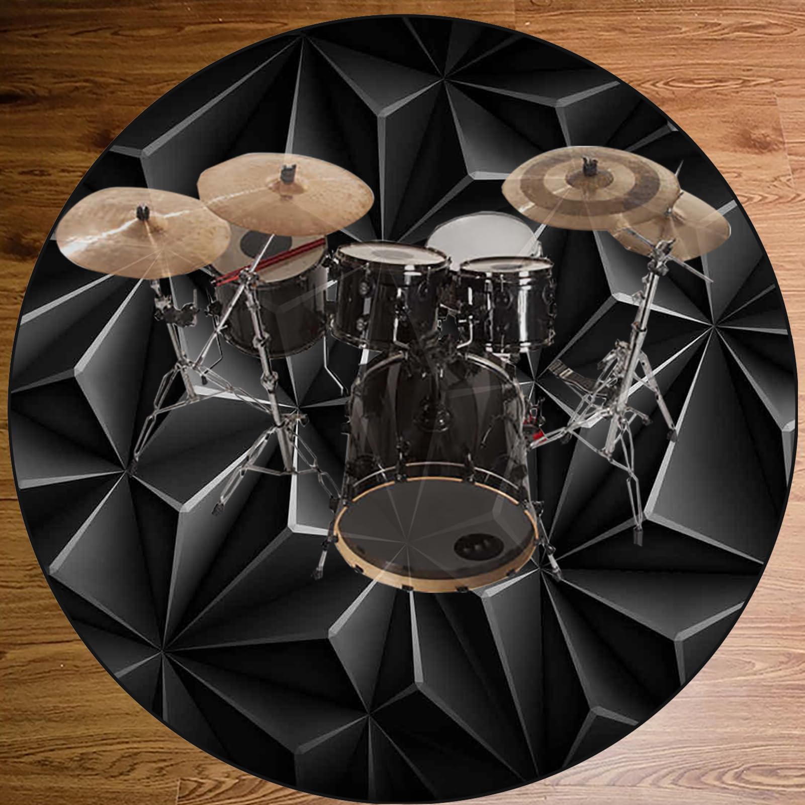 100 cm Schlagzeugteppich Drum Teppich, Rund Schallschutz Akustik Teppich, Professionelles elektronisches Jazz Schlagzeug Teppich Kit für Bass Drum Snare Drum und andere Instrumente Teppiche