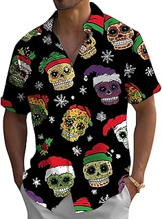Generic Halloween Shirts for Men - Halloween Santa Hat Vacation Shirts | Button Down Tops Fashion Clothes