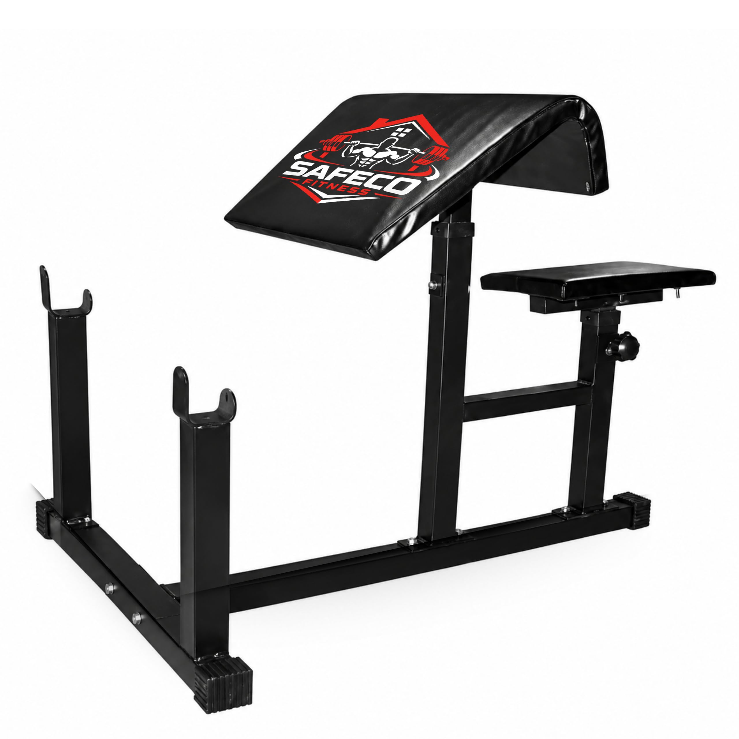 adjustable preacher curl bench for home gym, heavy duty bicep curl bench with steel frame, arm isolation bench for dumbbell & barbell curls, thick padding, non-slip rubber feet