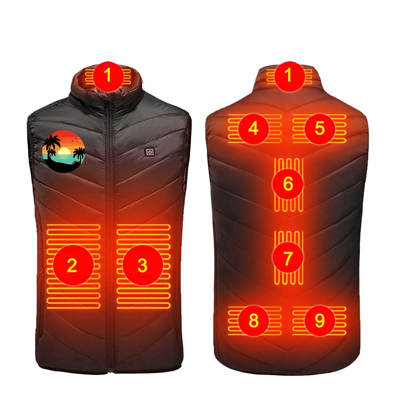 Heated Gilet for Men Today's Deals,Winter 3 Adjustable Temperature Electric Heated Vest with 9 Zones USB Charging Heated Coat,2024 Upgraded Heated Body Warmer Jacket for Cycling(No Power Bank) S-XL