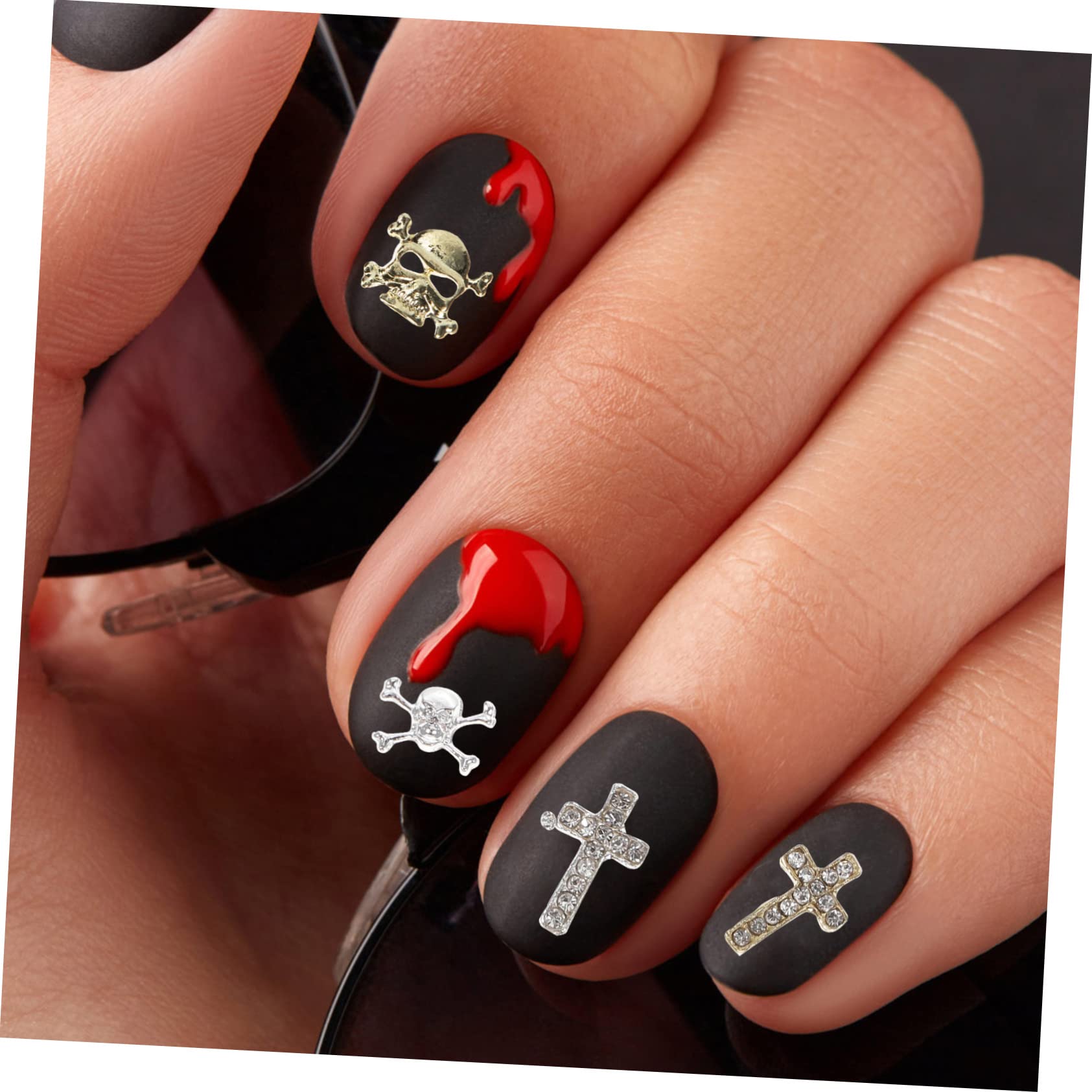 Healvian 120pezzi Ciondoli Halloween Per Unghie Decorazioni Per Nail Art Con Design Di Teschi e Croci Per Feste e Uso Domestico