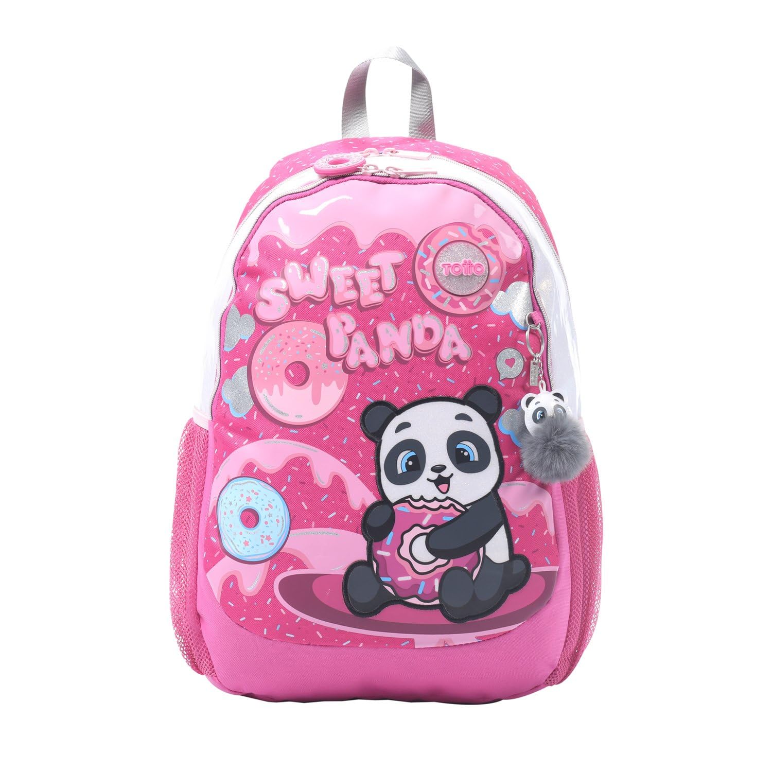 TOTTO Mochila Infantil, Modelo Sweet Panda L, Mochila Grande, Capacidad 16 L, 2 Compartimentos, 2 Bolsillos para Botella, Organizador Interno, Correas Acolchadas, Resistente y Duradera, Color Rosa