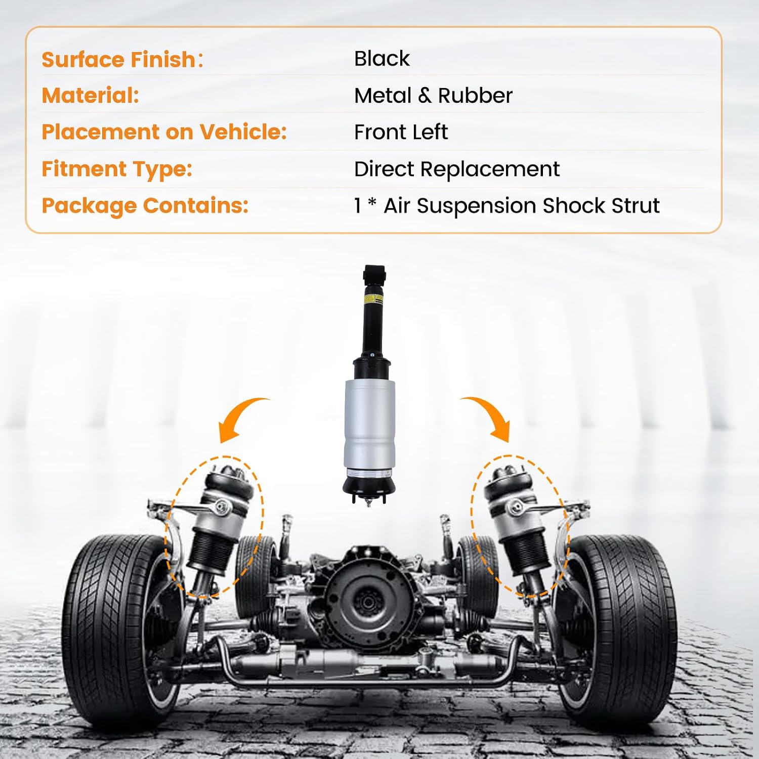Front Air Suspension Shock Strut fits for Range Rover Sport 2010-2014, for Land Rover LR4 2010-2014 LR3 2005-2009 Replace OE RNB501250 RNB501180 RNB501580 RNB000855, black