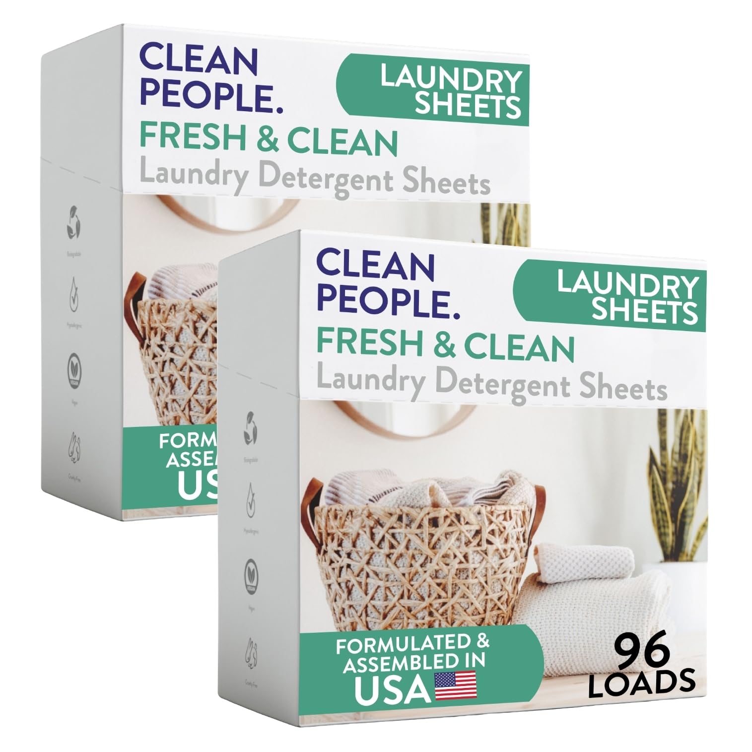 The Clean People Laundry Detergent Sheets - Fresh Scent, 192 Pack | Eco-Friendly & Hypoallergenic - main product image