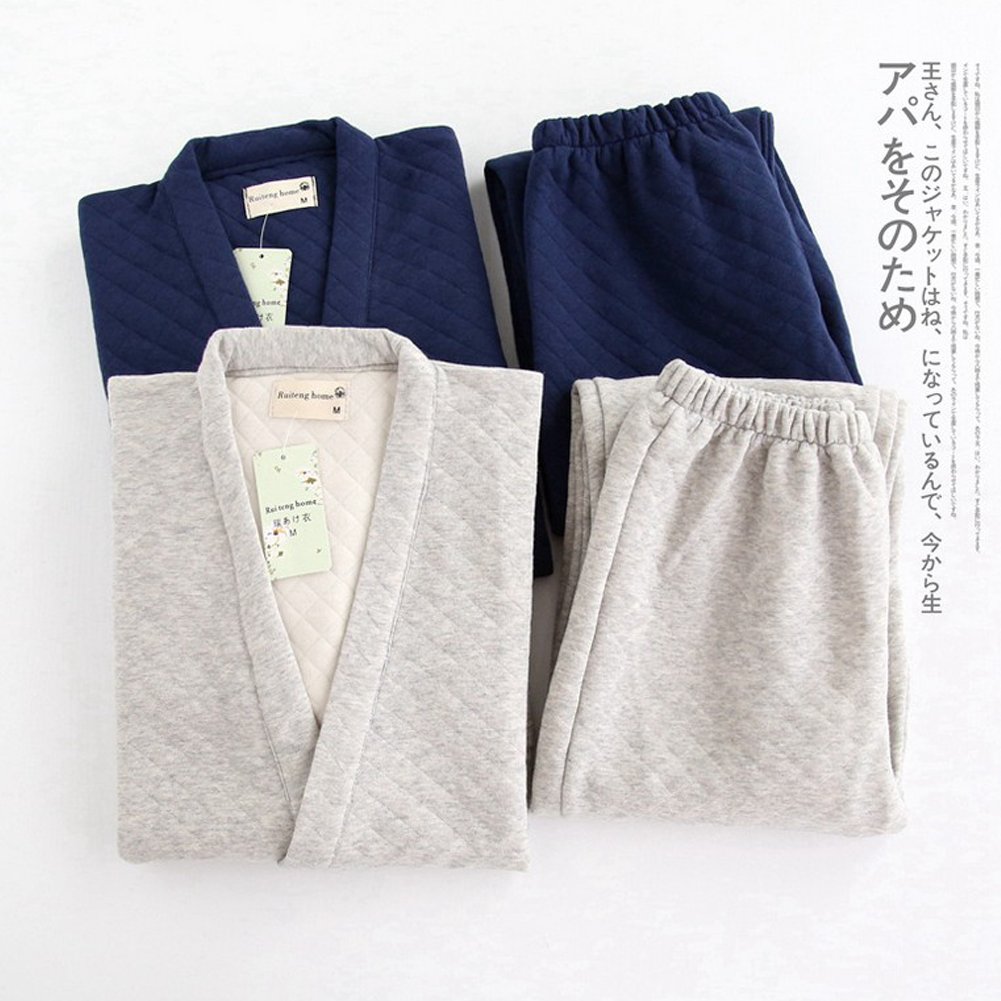 Fancy Pumpkin - Vestido de estilo japonés para hombre, suelto, más grueso, invierno, cálido, Kimono Pijamas