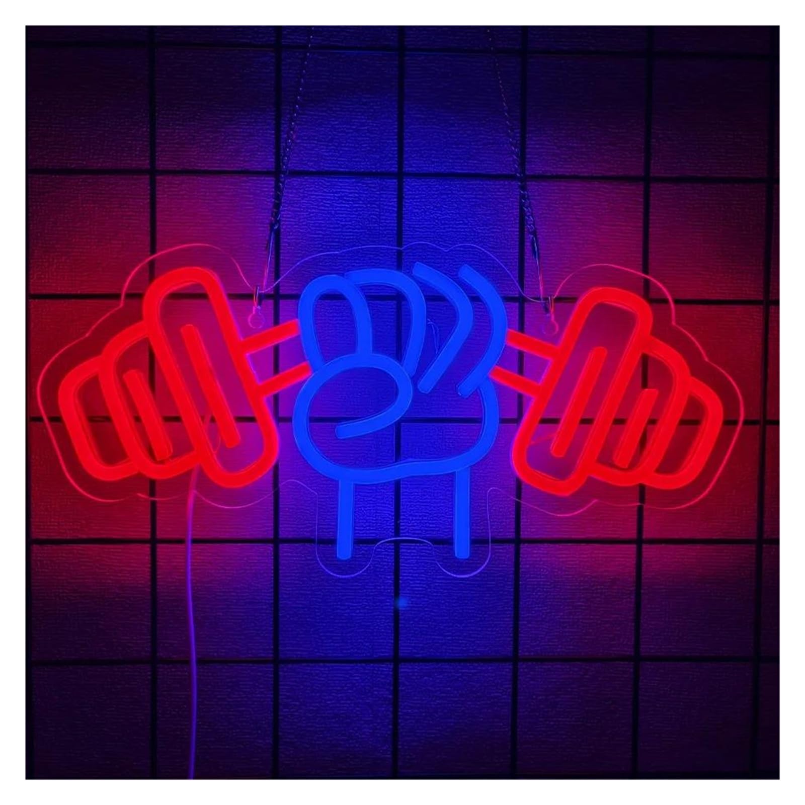 LEMST Sign Lamp Handheld Barbell Neon Sign for Bedroom Gym Club Game Room Art Wall Decor Dimmable USB Powered Lamp 37.5cmx18.2cm
