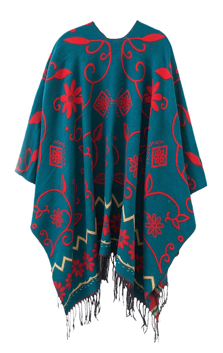 Urban GoCo Poncho Mantilla con Borlas del Estilo de Retro Chal Cape para Mujeres