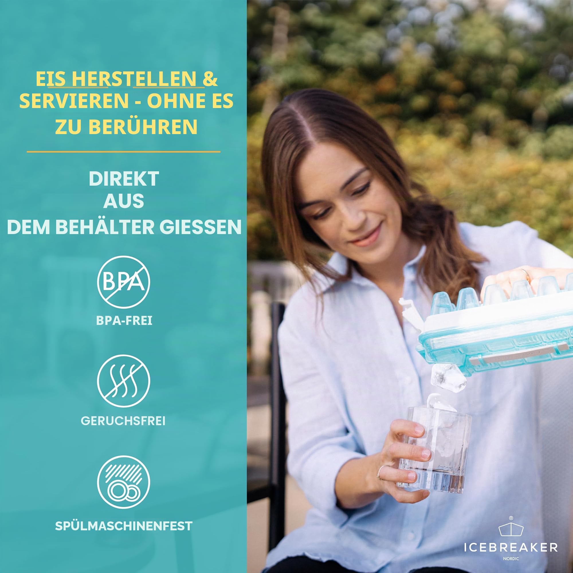 ICEBREAKER NORDIC Push & Twist 3er Set Eiswürfelform mit Deckel (18x3 Eiswürfel) | Eiswürfelbehälter für Gefrierschrank | No-Touch Eiswürfelbereiter - Auslaufsichere, platzsparende Eiswürfelformen