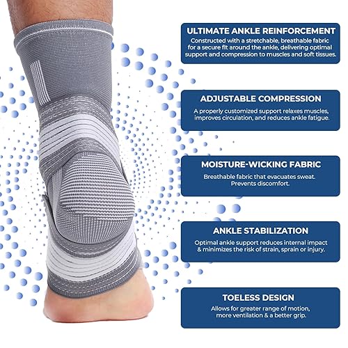 Miniatura 3 de NeoTech Care Tobillera ajustable, gris (talla XL, 1 par)