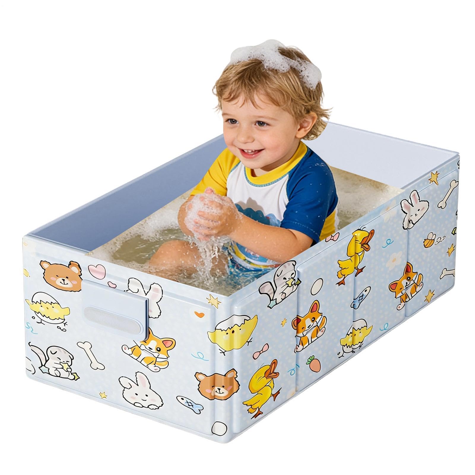 Tragbare Badewanne für Kinder,Platzsparende Badewanne mit Ablaufstopfen,Kompakte Aufbewahrungswanne | Geeignet für Mädchen: Indoor, im Bad, in der Dusche, im Spa, auf der Reise, im Wohnmobil, Balkon