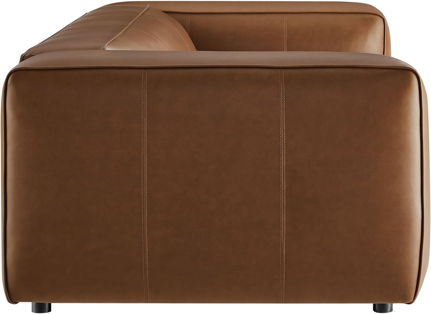 Modway Auren Vegan Leather Sofa in Coffee - Faux Leather Couch - Comfy Modern PU Leather Sofa - Oversized Mid Century Modern Couch for Living Room, Apartment, Loft