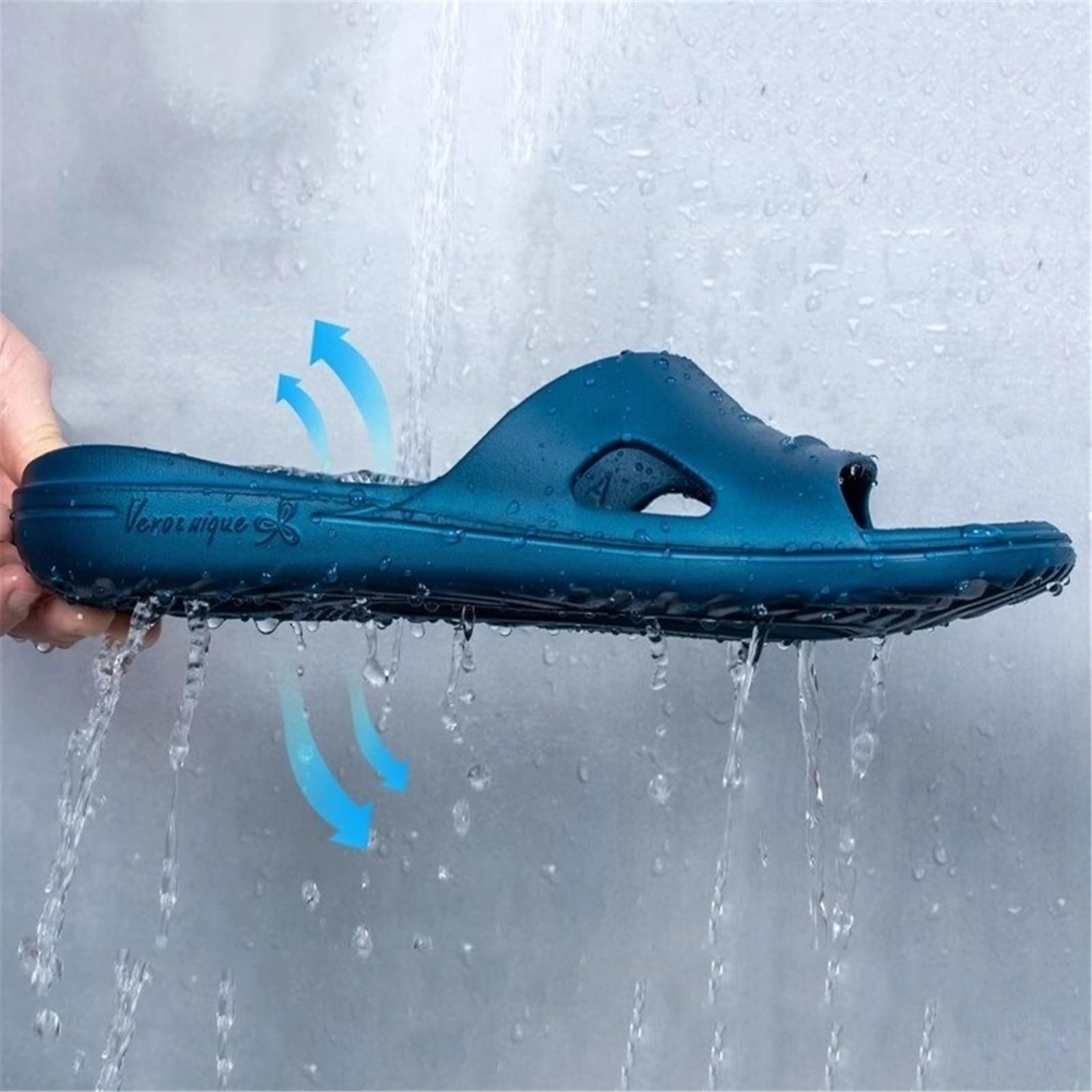 Sandalias de ducha para mujeres y hombres, de secado rápido, antideslizantes, para piscina, cómodas, ligeras, con agujeros de drenaje, zapatos de verano