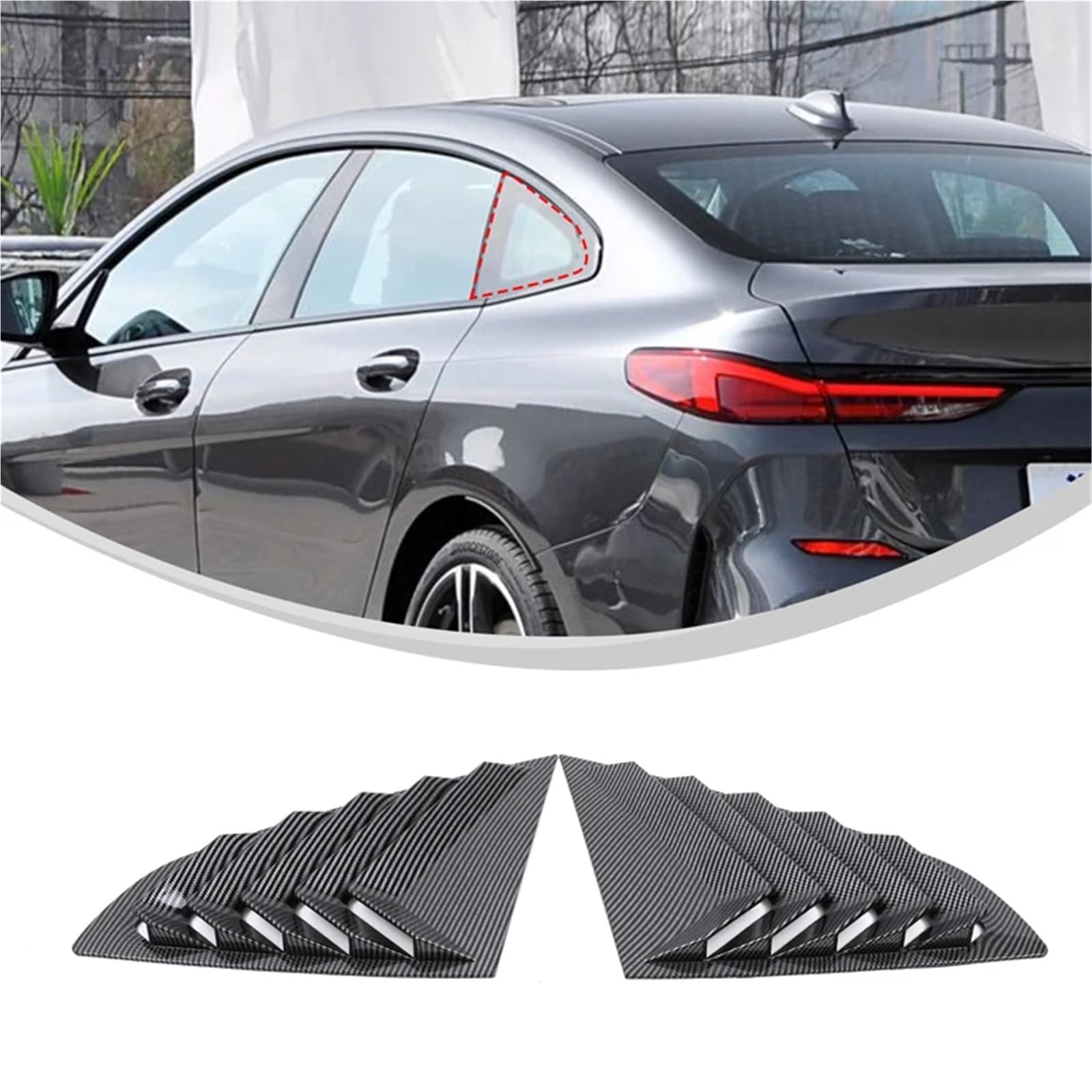 Żaluzja Tylnej Szyby Bocznej Pasuje do BMW serii 2 F44 2020-2023 ABS Carbon Car żaluzje na tylną szybę boczną wlot powietrza osłona wykończenia(Carbon Fiber)