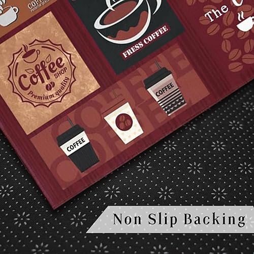 Miniatura 4 de Alfombras de café para cocina, juego de 2, alfombras de cocina rojas estilo granja, alfombra de cocina de café, alfombra de pasillo, decoración y