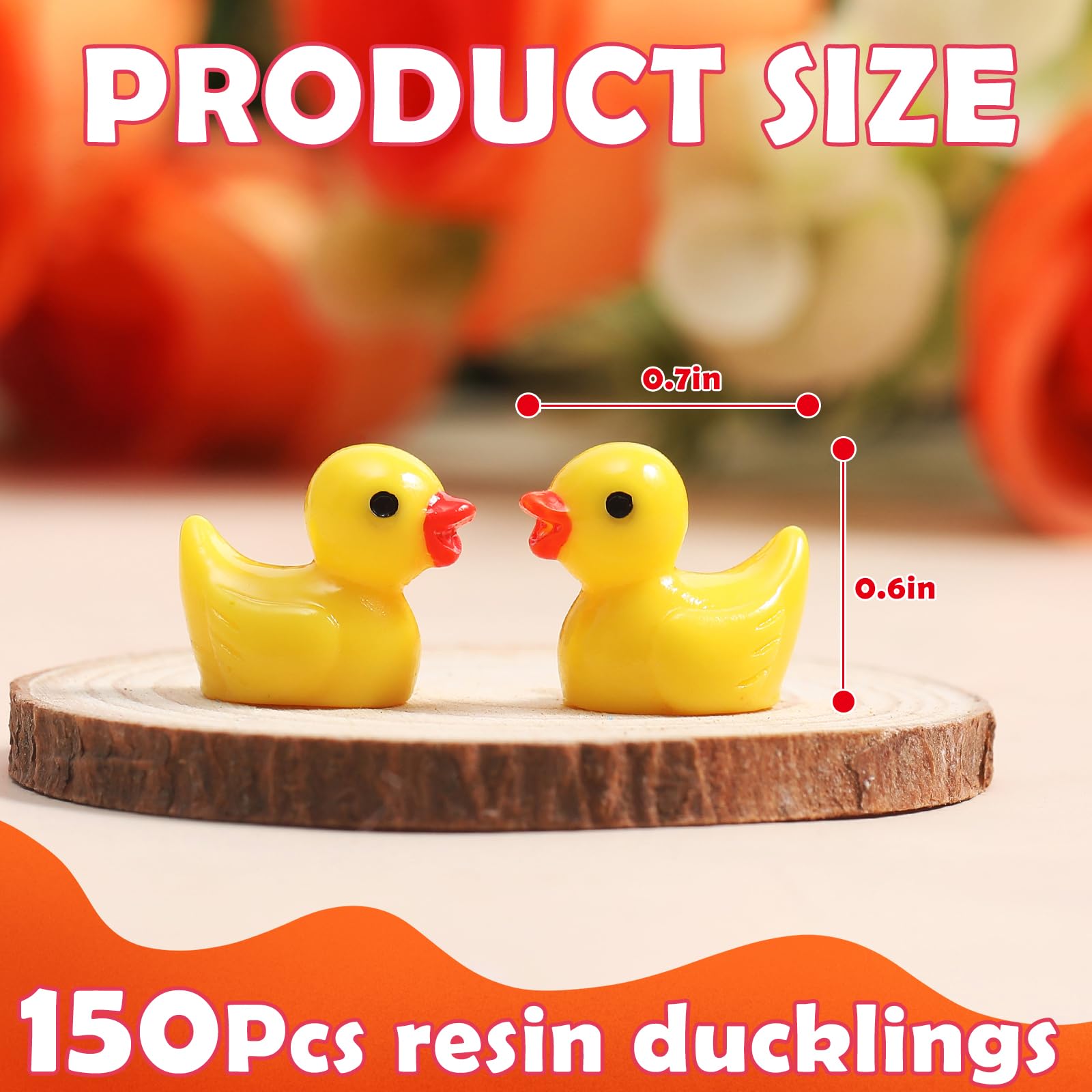 DWWPOO 150 Pcs Mini Resin Ducks Bulk Yellow Tiny Duck Figurines Dollhouse Aquarium Potted Ornament Charms Birthday Party DIY Toys Craft