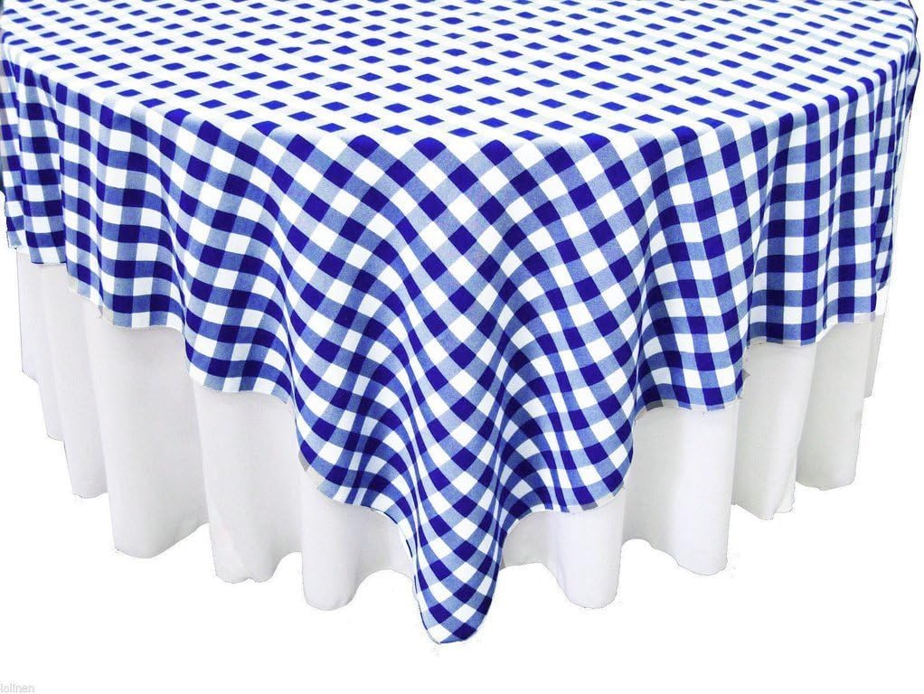 Square 90x90 inch Checkered Tablecloth by Runner Linens Factory (Red & White)
