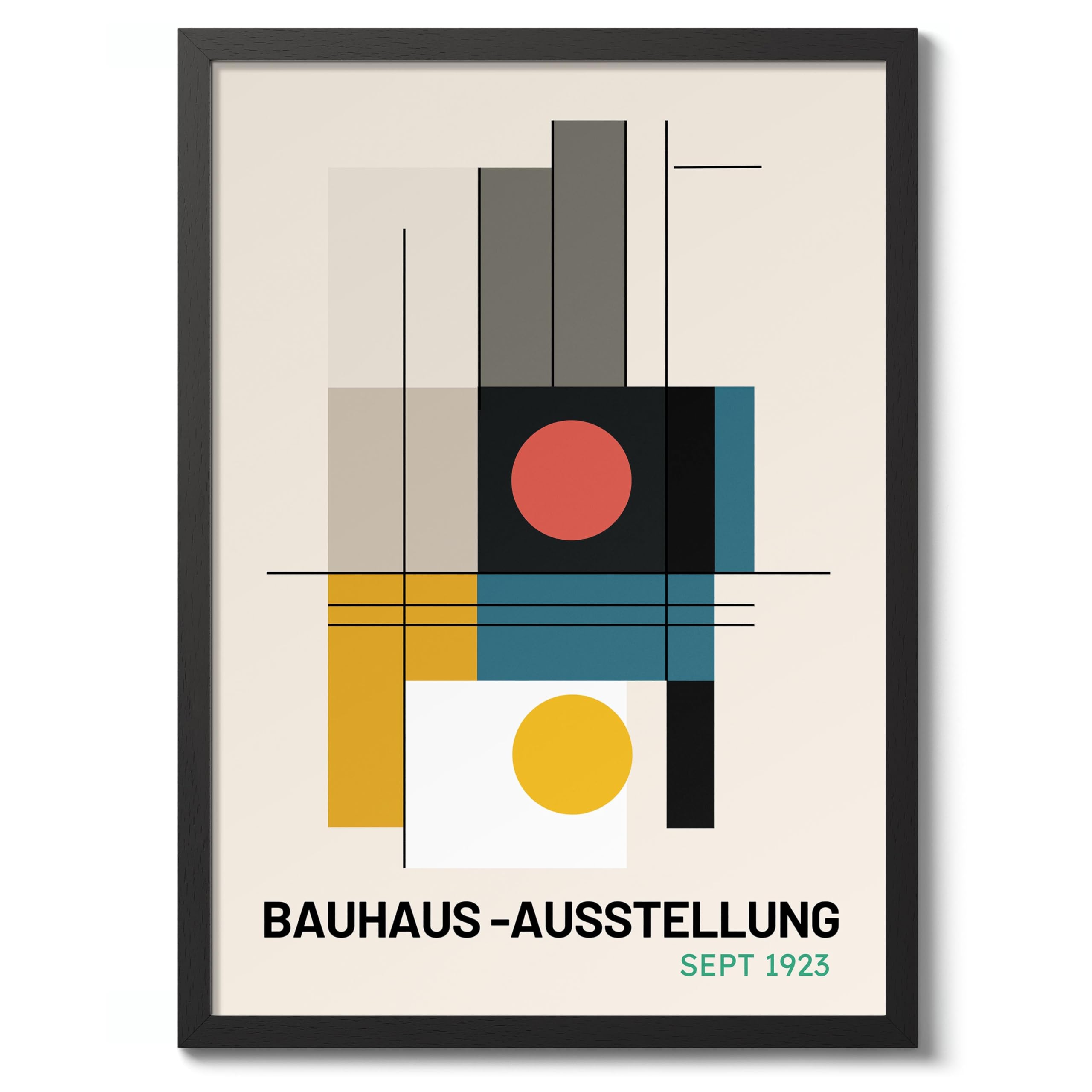 Architectural Construction Bauhaus Poster Mid Century Modern Wall Decor Print, Abstract Geometric Wall Art Boho Abstract Artwork Architecture, Archival Matte, A2 (Black Frame) - 59.4x42cm โ image 1
