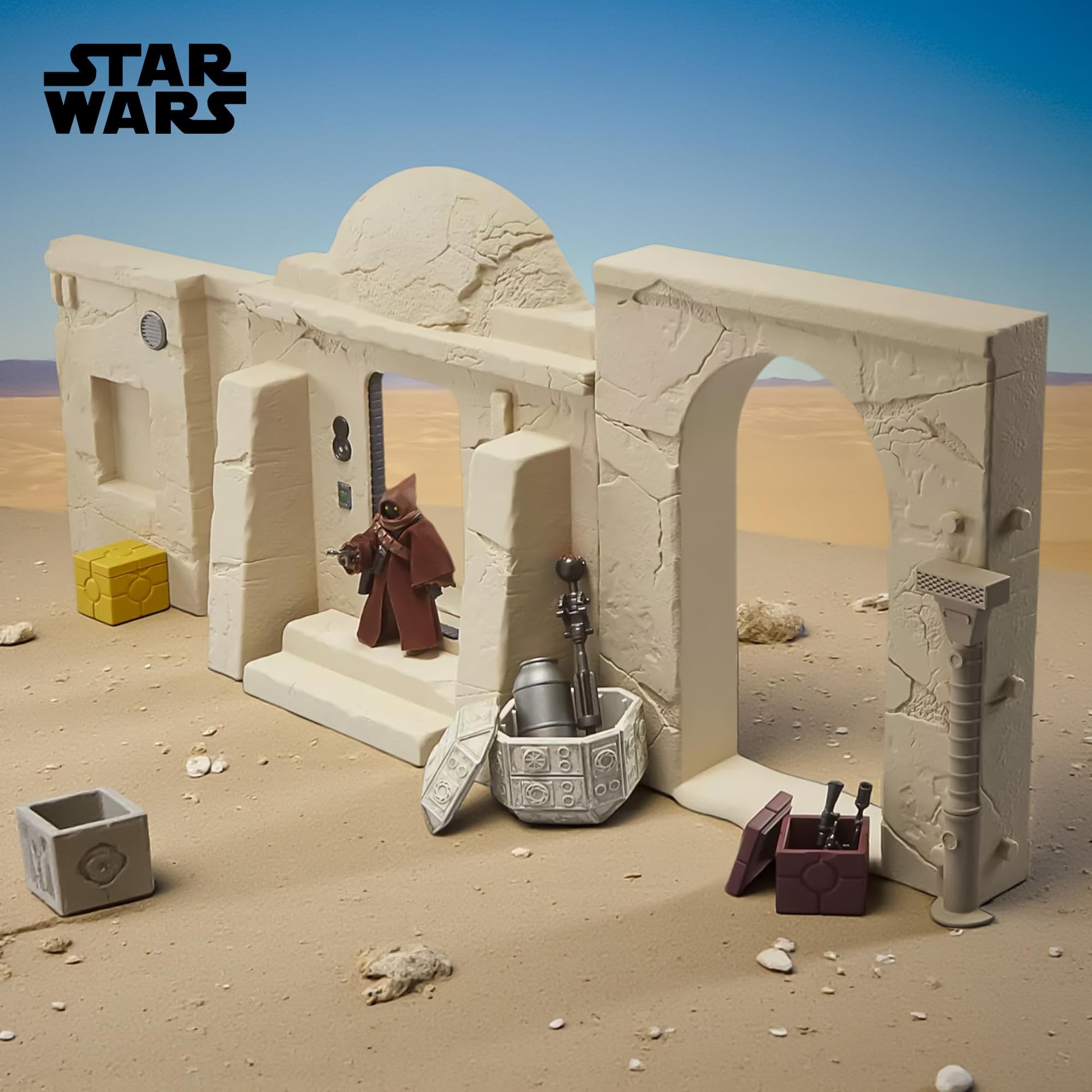 Hasbro Star Wars The Vintage Collection, Streets of Mos Eisley, playset con action figure ispirata al film Star Wars: Una nuova speranza, da 9,5 cm