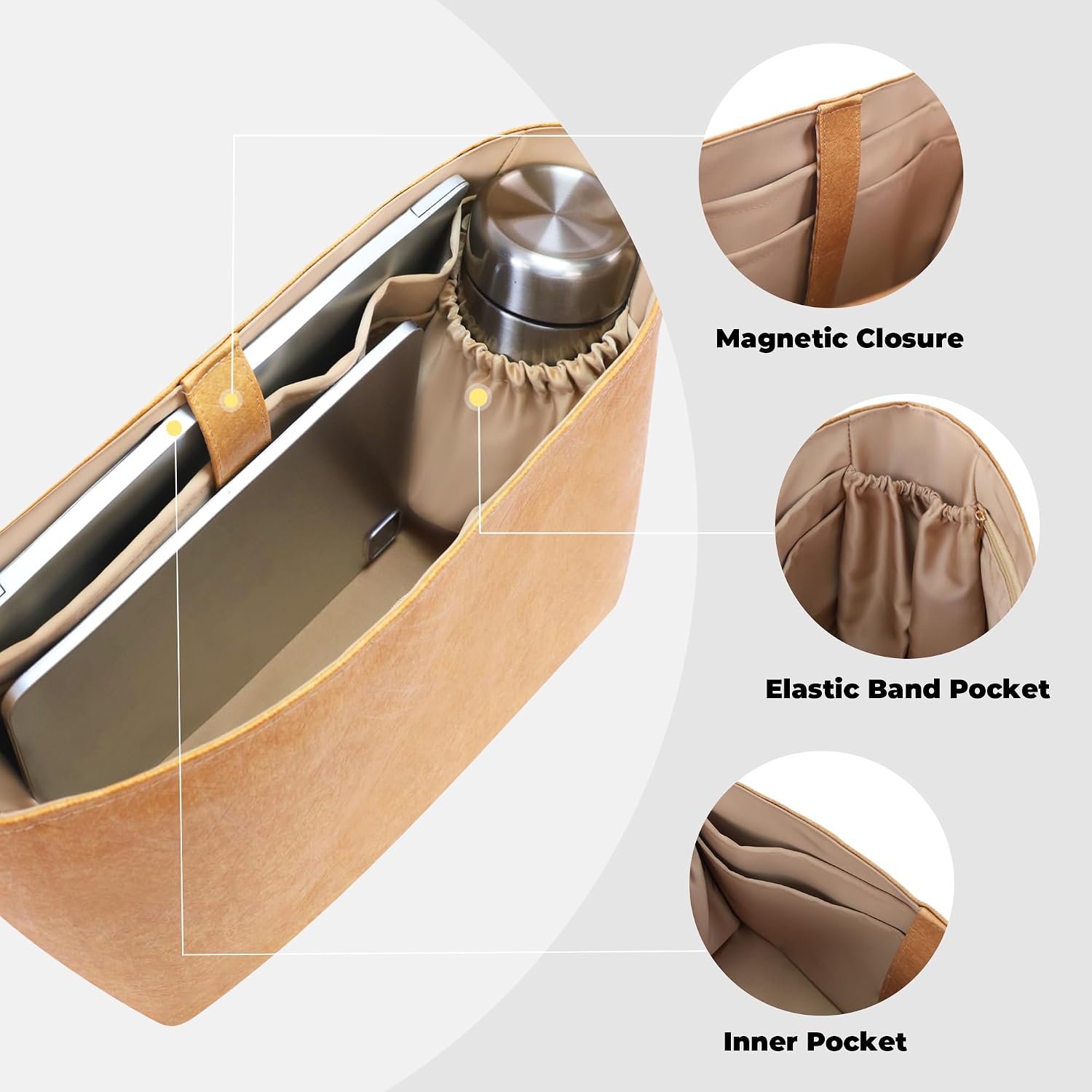 DGAZ Bag Organizer for Neverfull GM, Handbag Insert, Chai image 5