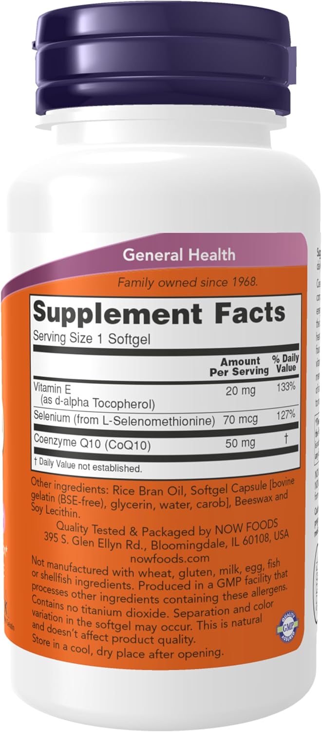 NOW Supplements, CoQ10 50 mg, Pharmaceutical Grade, All-Trans Form produced by Fermentation, 100 Softgels