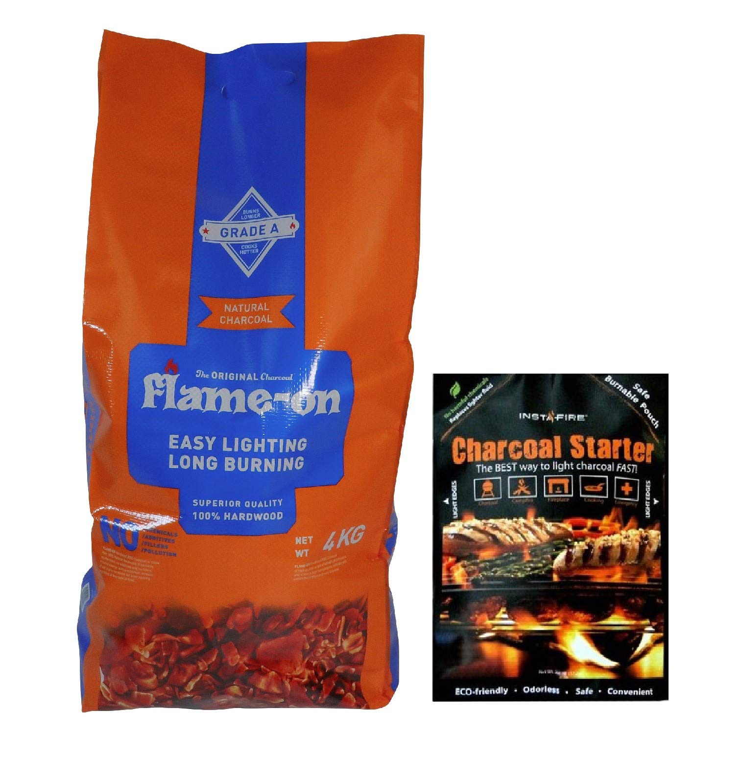 100% Natural 4 kg BBQ Charcoal + Instafire Starter USA