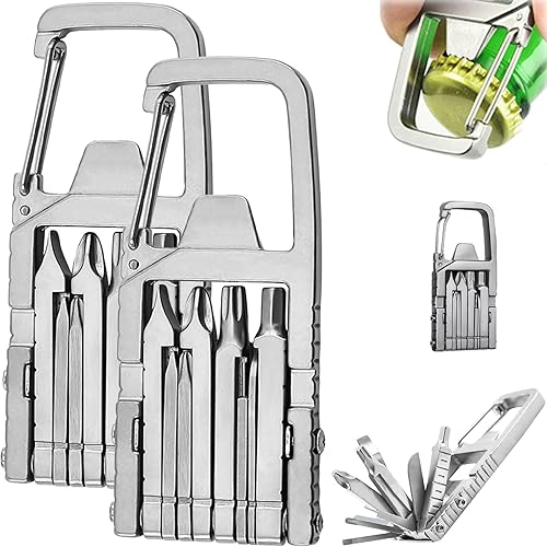 Jawbreaker - Mini herramienta de defensa personal, 12 en 1 plegable, con abrebotellas, soporte para teléfono, destornillador, mosquetón ligero y