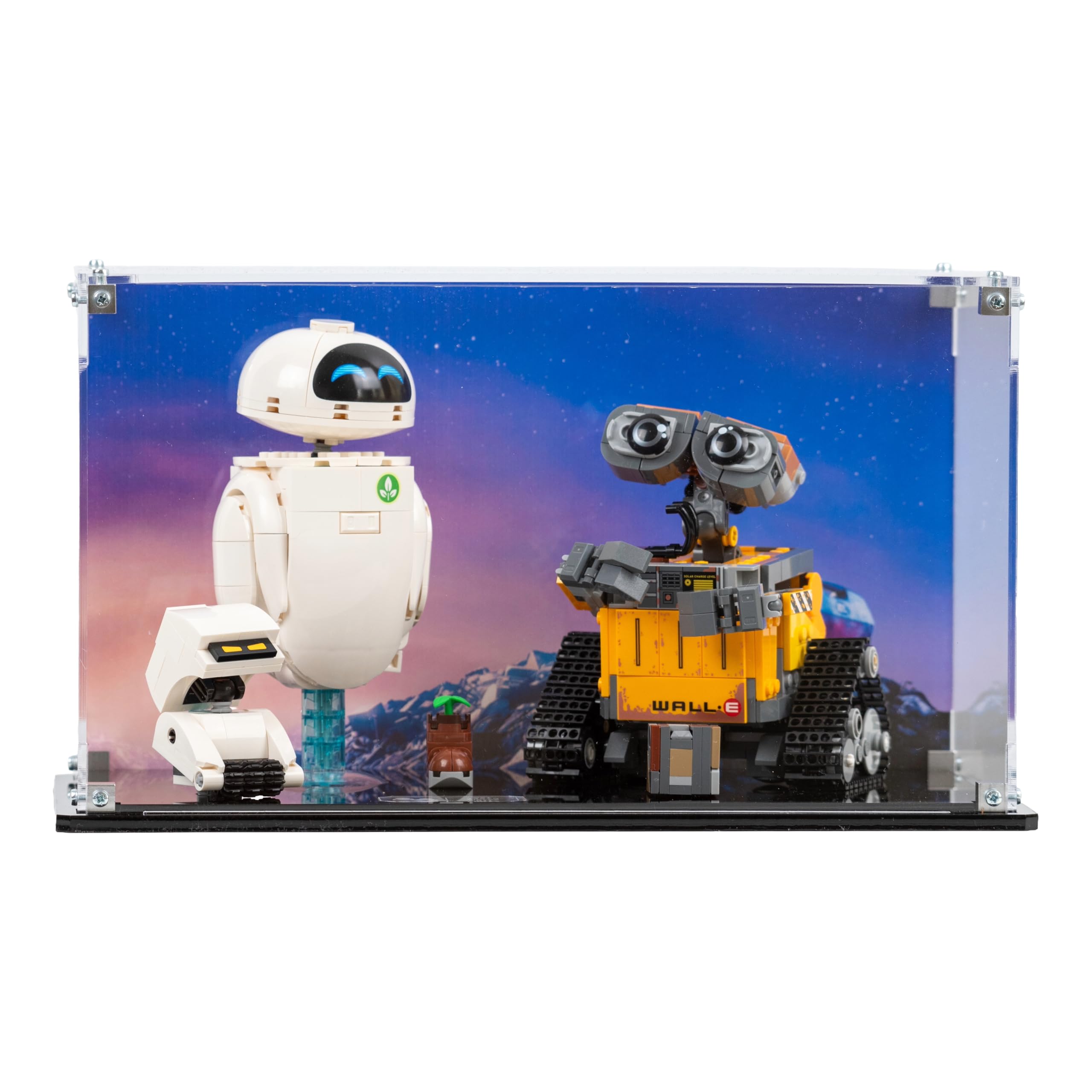 Acrylic Display Case compatible with LEGO® Disney WALL-E and EVE (43279) (Clear Back Panel)