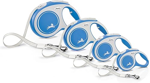 Miniatura 2 de FLEXI Nuevas Correas Retractiles de Cinta Cómoda para Perros Pequeños de Hasta 26 libras – 10 pies, Azul | Correa para Mascotas sin Enredos con